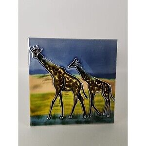 Giraffe Adult and Baby Backsplash 6 x 6 Decorative Wall Art Ceramic Tile Trivet